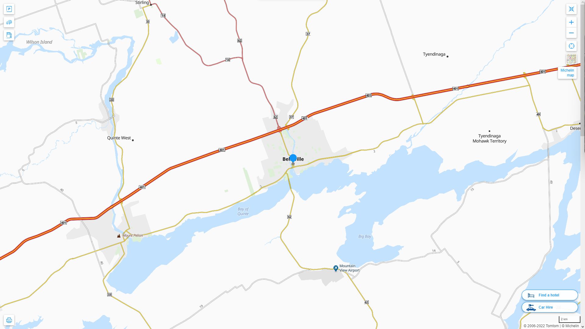 Belleville Canada Autoroute et carte routiere